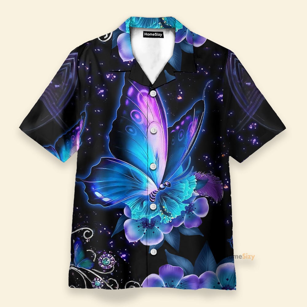 Hippie Butterfly Men's Button's Up Shirts - Hawaiian Shirt