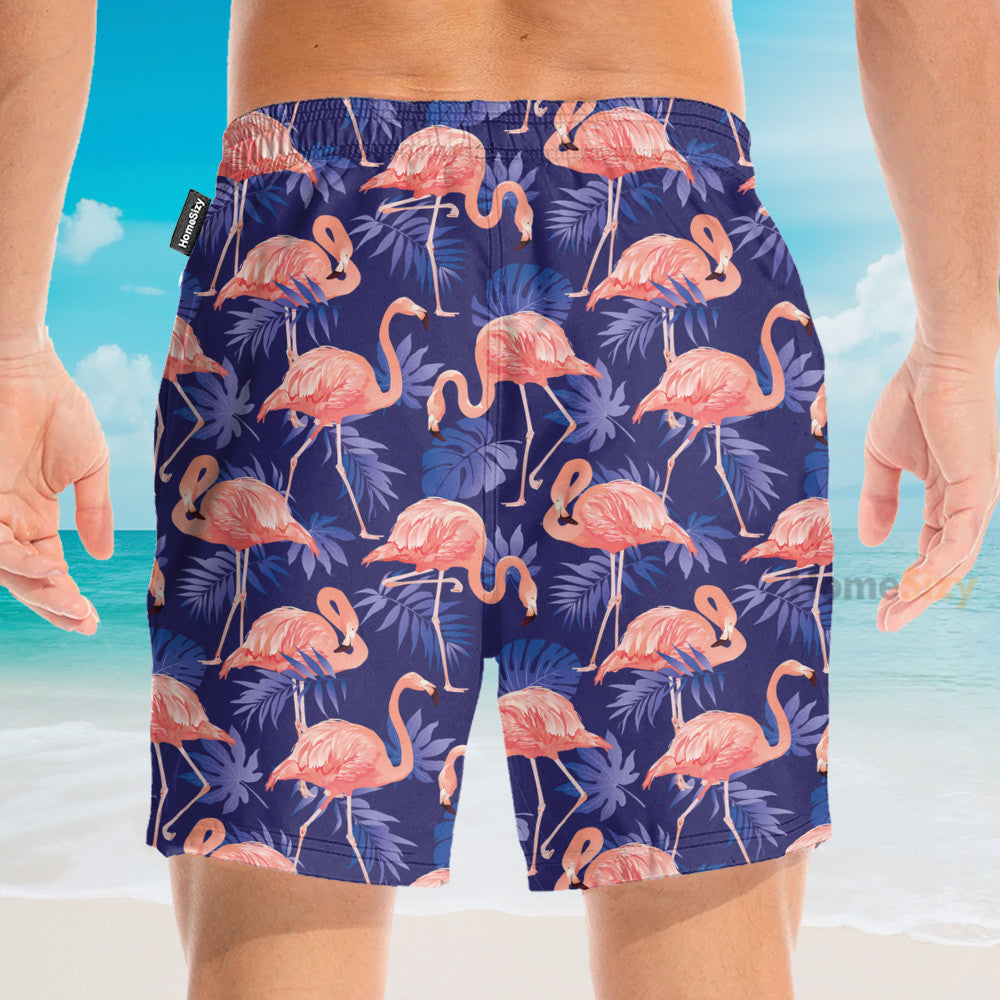 Flamingo Bird Tropical Flowers - Hawaiian Shirt & Beach Shorts
