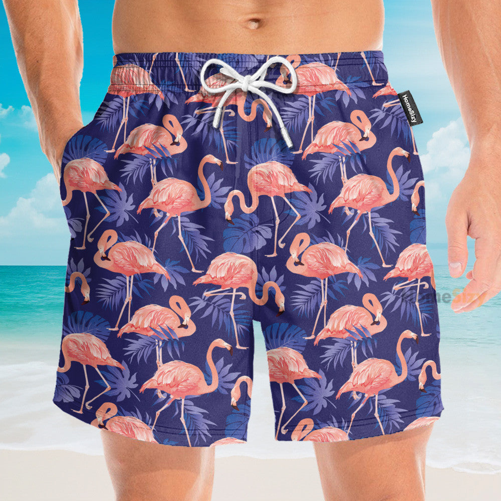 Flamingo Bird Tropical Flowers - Hawaiian Shirt & Beach Shorts
