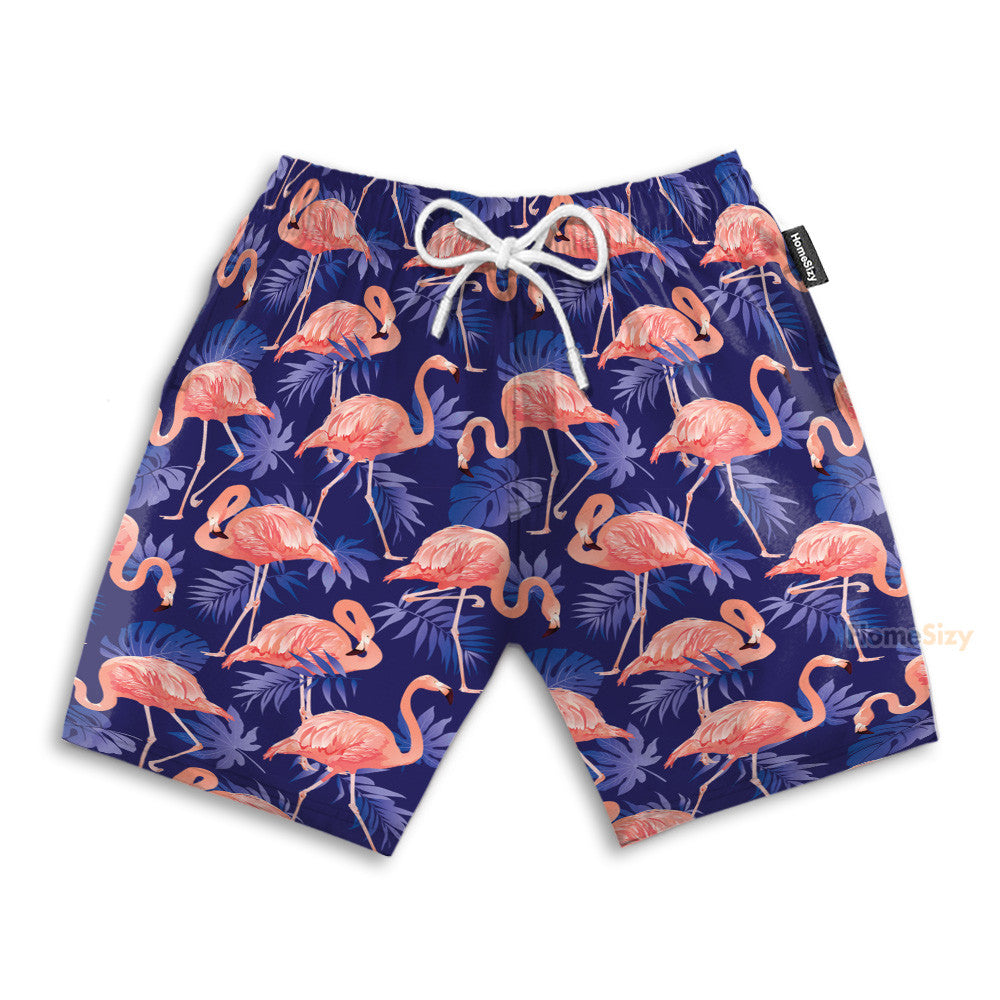 Flamingo Bird Tropical Flowers - Hawaiian Shirt & Beach Shorts