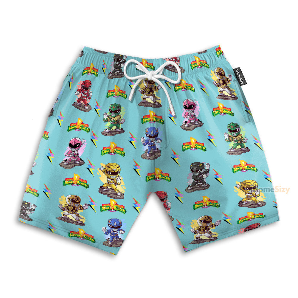 Mighty Morphin Power Rangers Cyan - Hawaiian Shirt & Beach Shorts
