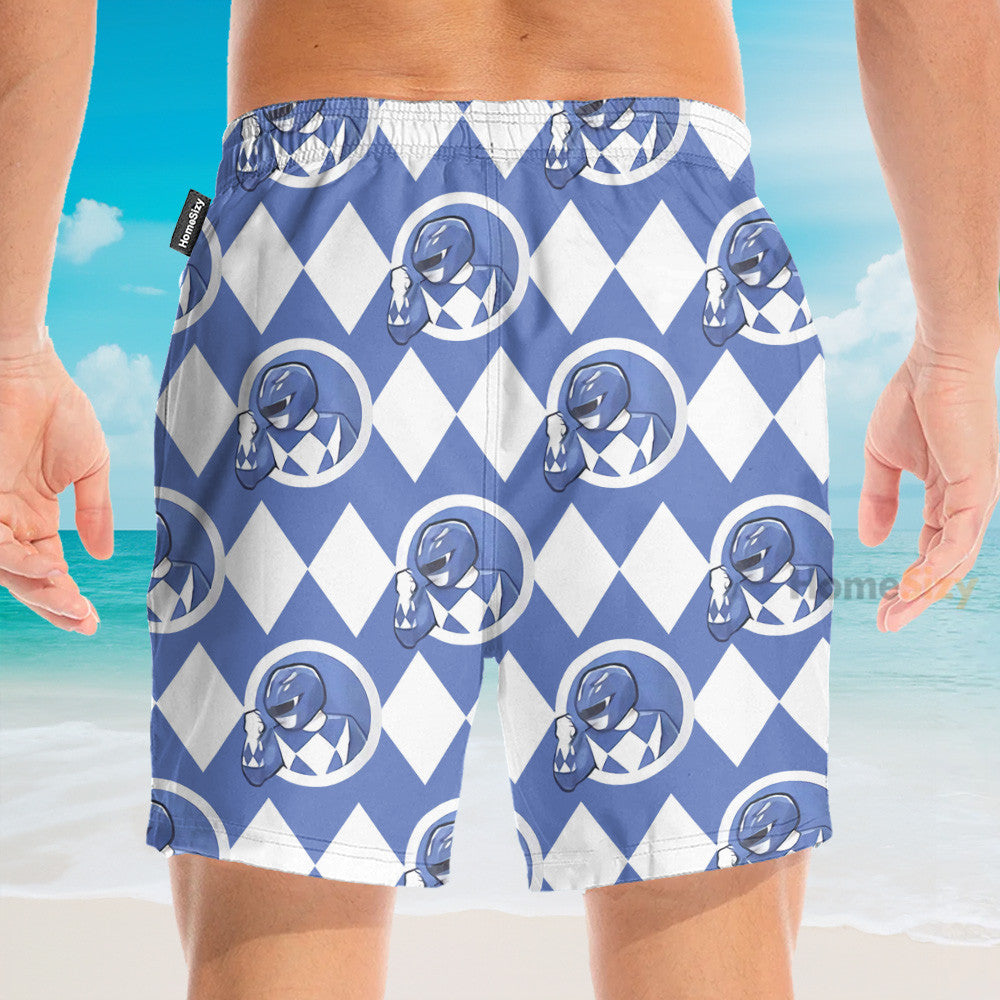 Mighty Morphin Power Rangers Blue Ranger Cosplay Costume - Hawaiian Shirt & Beach Shorts