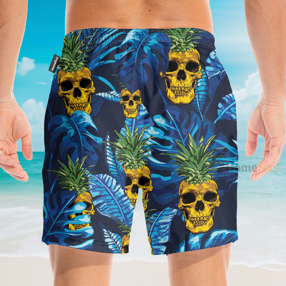 Pineapple Skull Tropical Pattern - Hawaiian Shirt & Beach Shorts