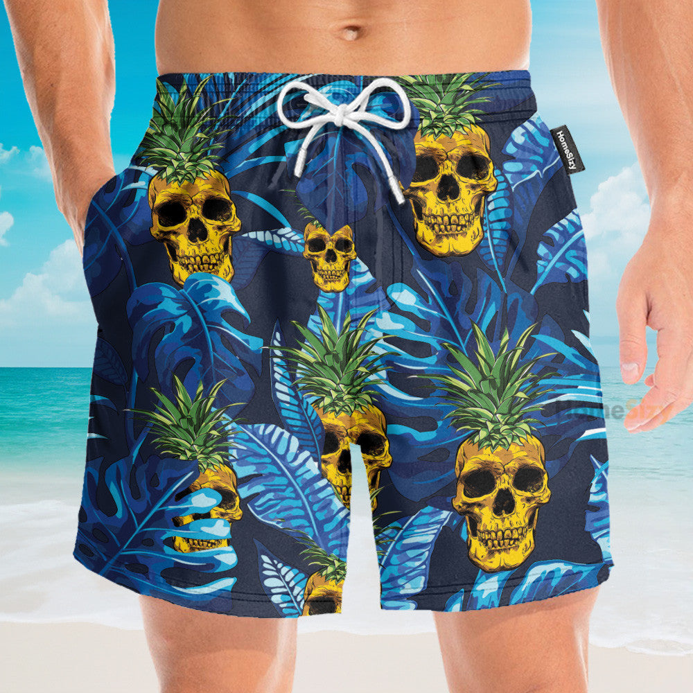 Pineapple Skull Tropical Pattern - Hawaiian Shirt & Beach Shorts