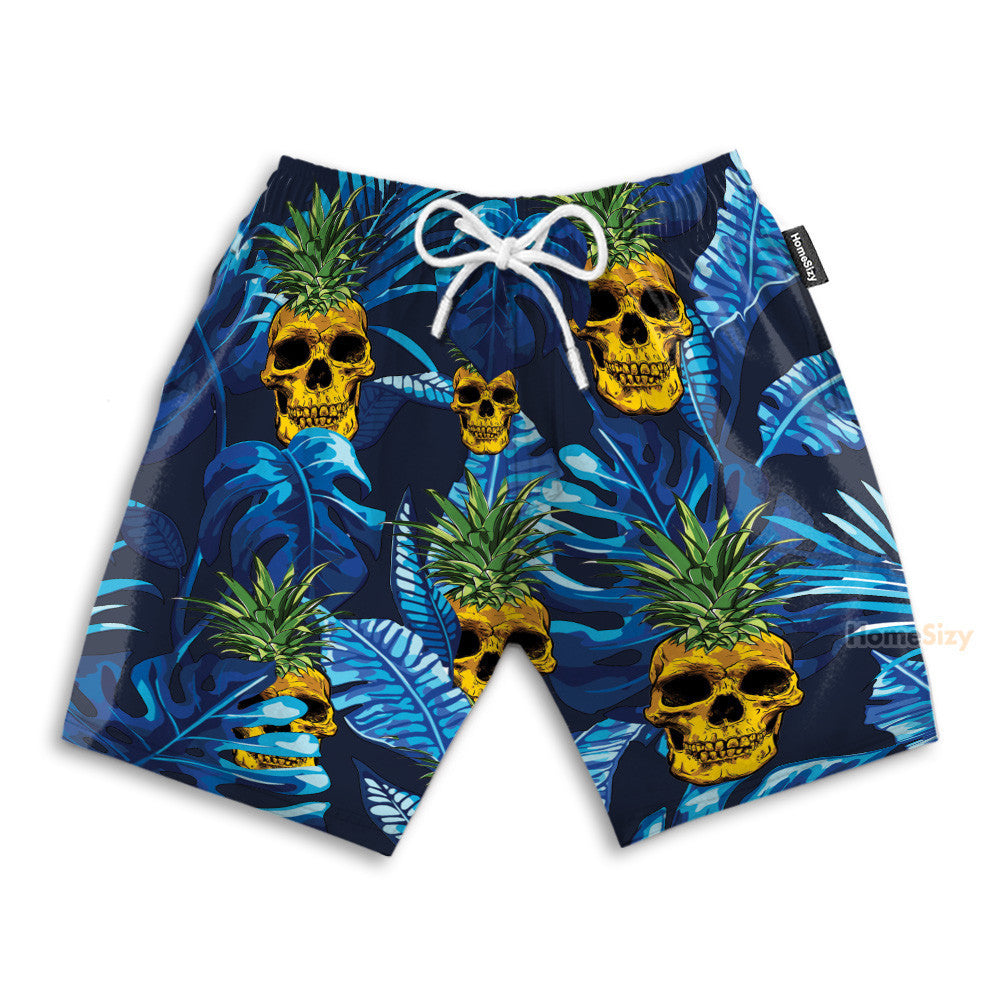 Pineapple Skull Tropical Pattern - Hawaiian Shirt & Beach Shorts
