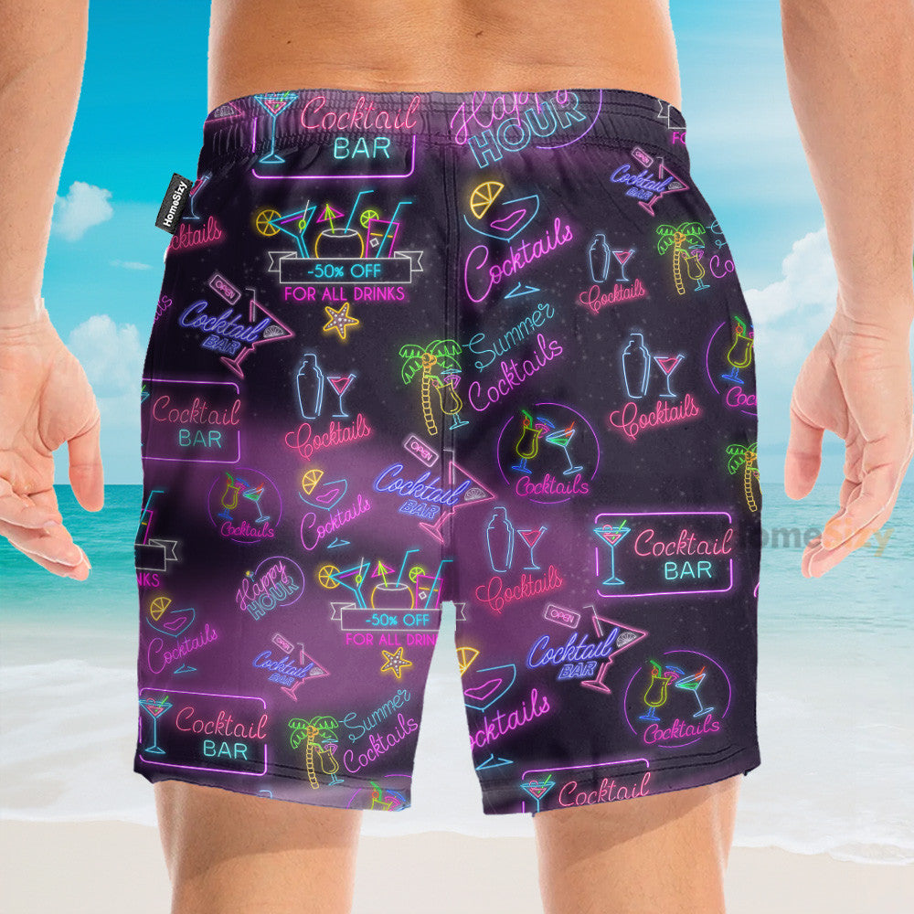 Let's Drink Cocktail Neon Party - Hawaiian Shirt & Beach Shorts KLZ1072912