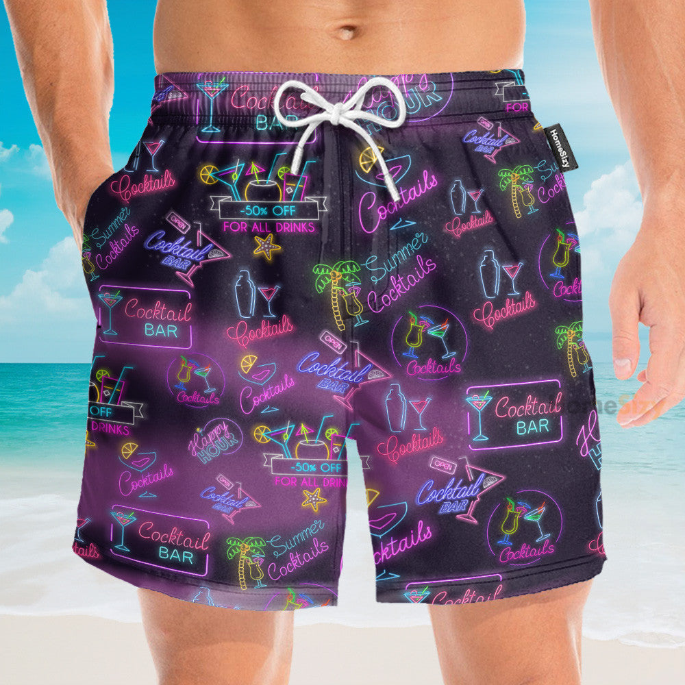 Let's Drink Cocktail Neon Party - Hawaiian Shirt & Beach Shorts KLZ1072912