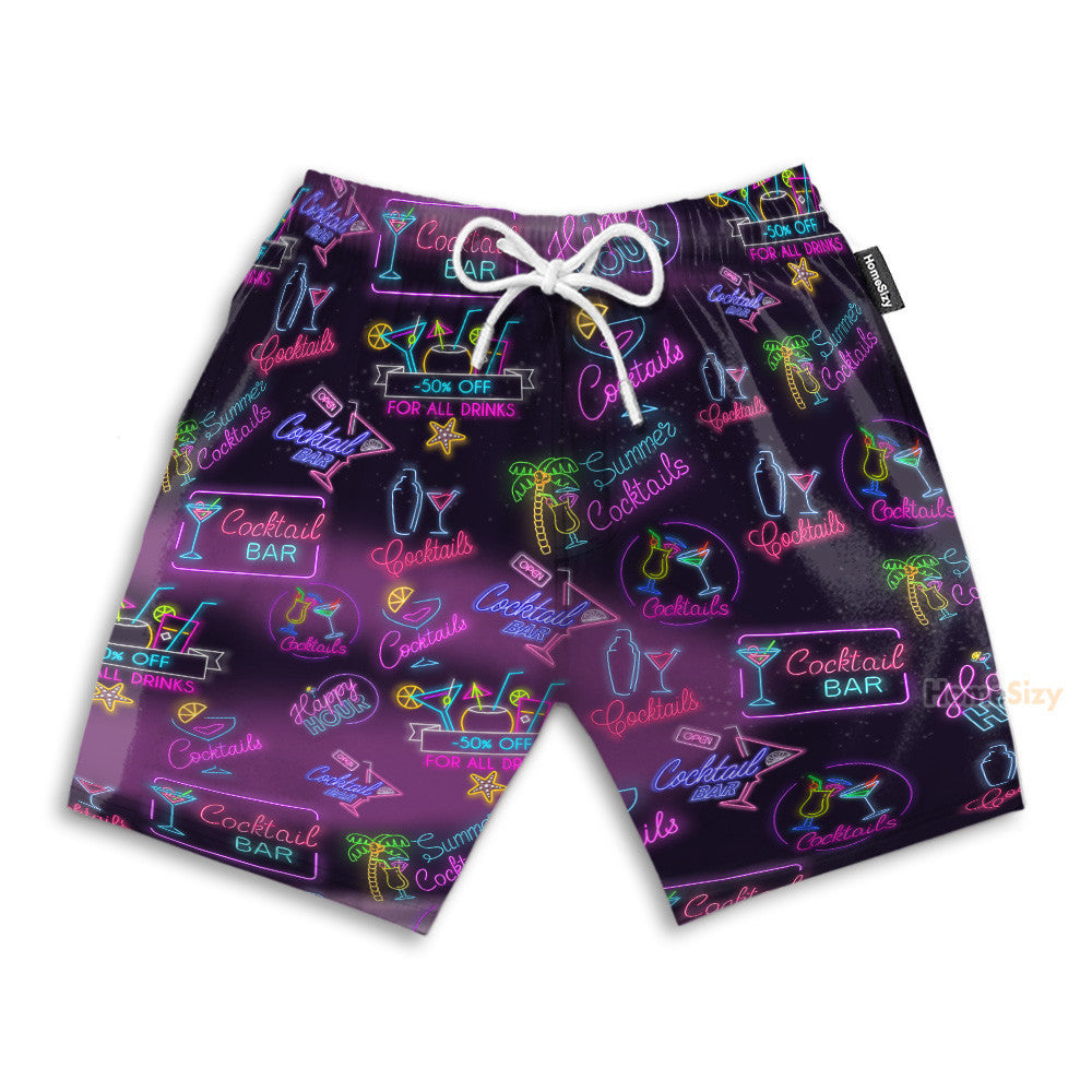 Let's Drink Cocktail Neon Party - Hawaiian Shirt & Beach Shorts KLZ1072912