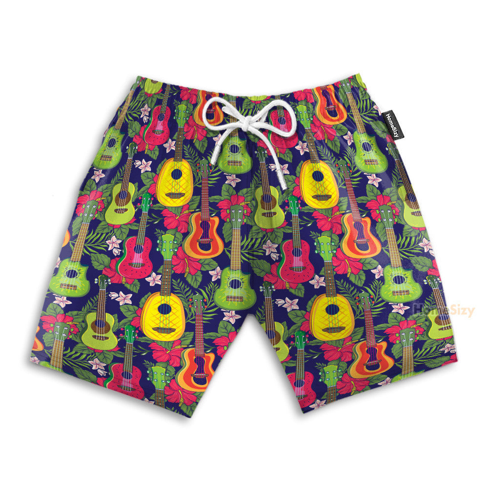 Colorful Fruit Ukulele Tropical Pattern - Hawaiian Shirt & Beach Shorts