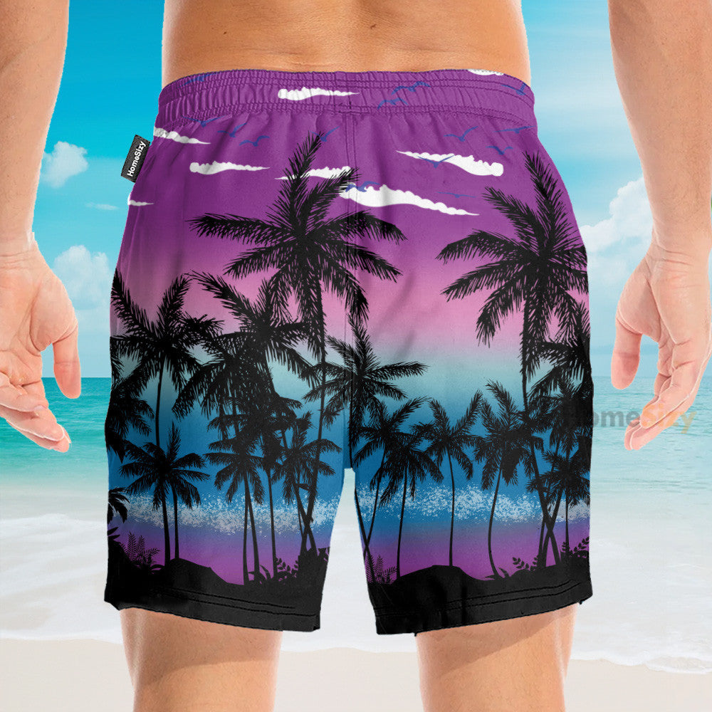 Coconut Tree On Beautiful Sunset - Hawaiian Shirt & Beach Shorts
