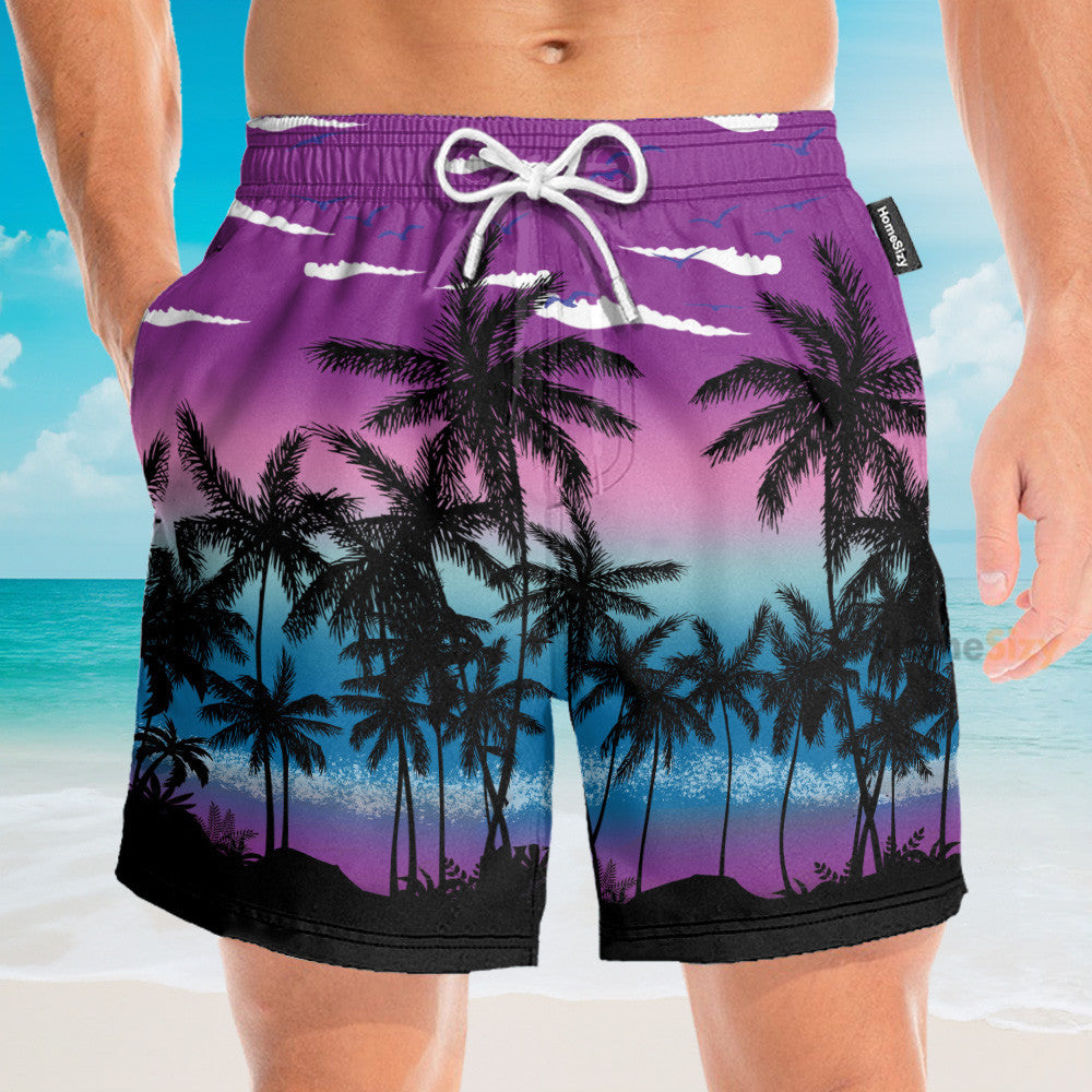 Coconut Tree On Beautiful Sunset - Hawaiian Shirt & Beach Shorts