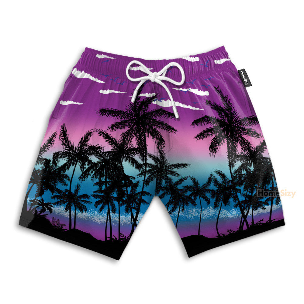Coconut Tree On Beautiful Sunset - Hawaiian Shirt & Beach Shorts