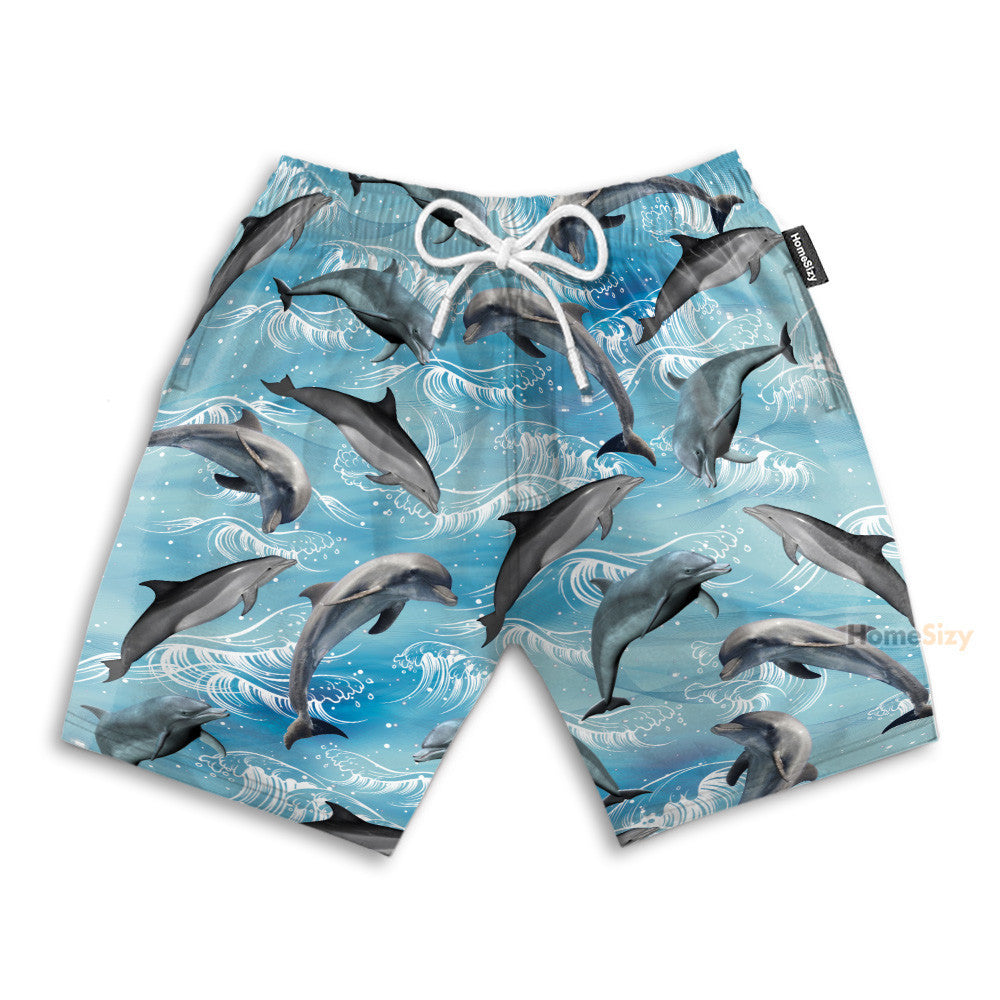 Dolphin Wave Water Blue Beach Pattern - Hawaiian Shirt & Beach Shorts