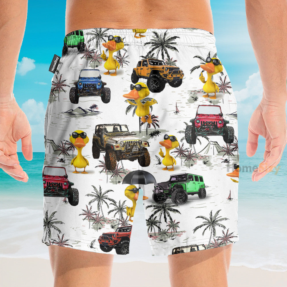 Ocean Jeep Car And Duck - Hawaiian Shirt & Beach Shorts