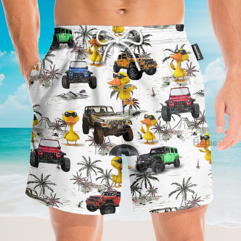 Ocean Jeep Car And Duck - Hawaiian Shirt & Beach Shorts