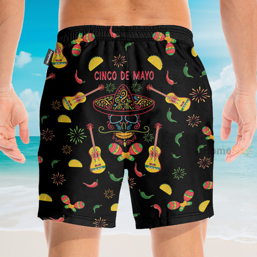 Cinco De Mayo Tacos Skull - Hawaiian Shirt & Beach Shorts