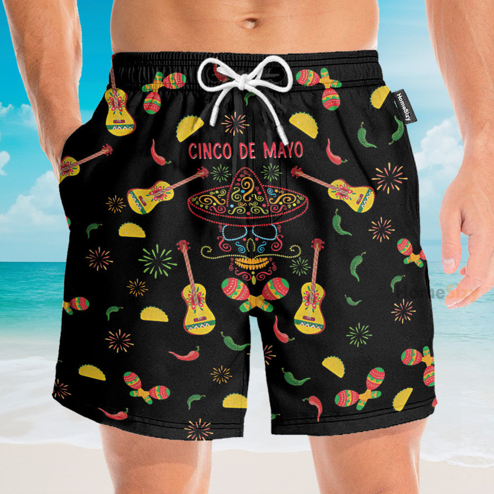 Cinco De Mayo Tacos Skull - Hawaiian Shirt & Beach Shorts