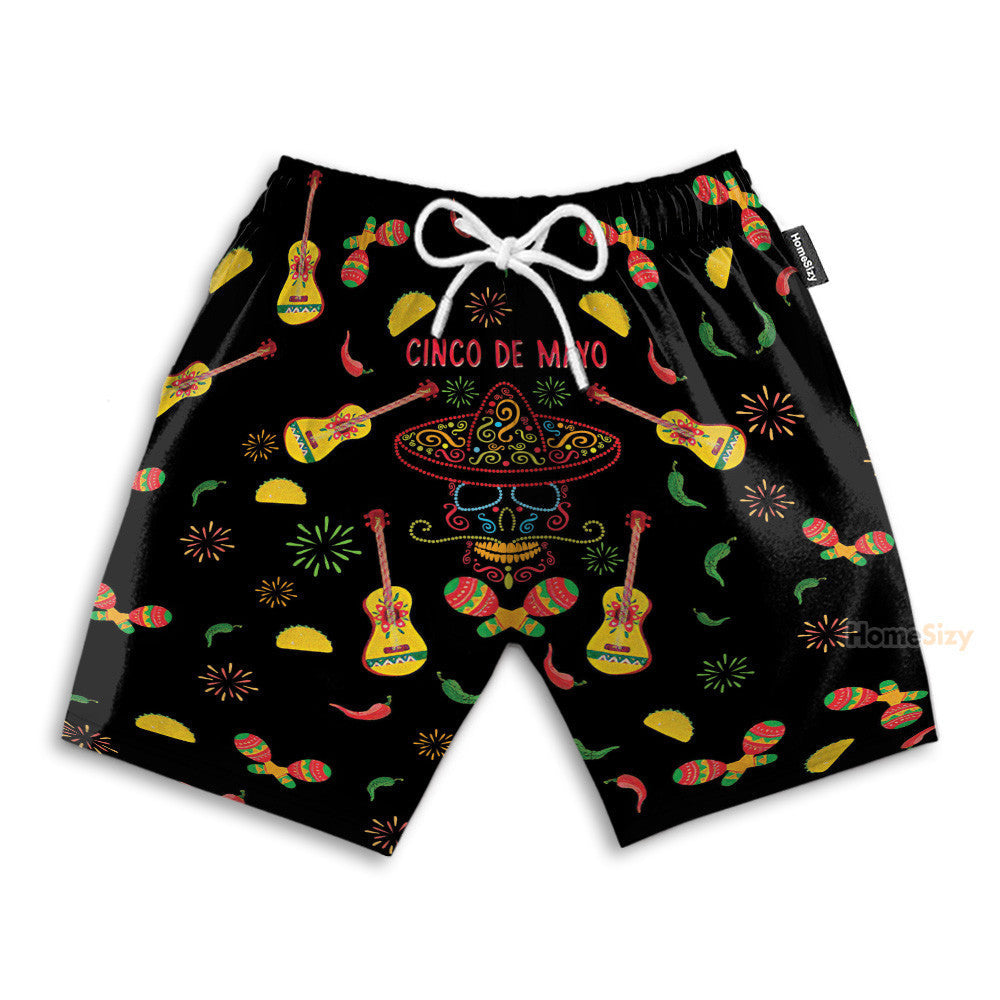 Cinco De Mayo Tacos Skull - Hawaiian Shirt & Beach Shorts