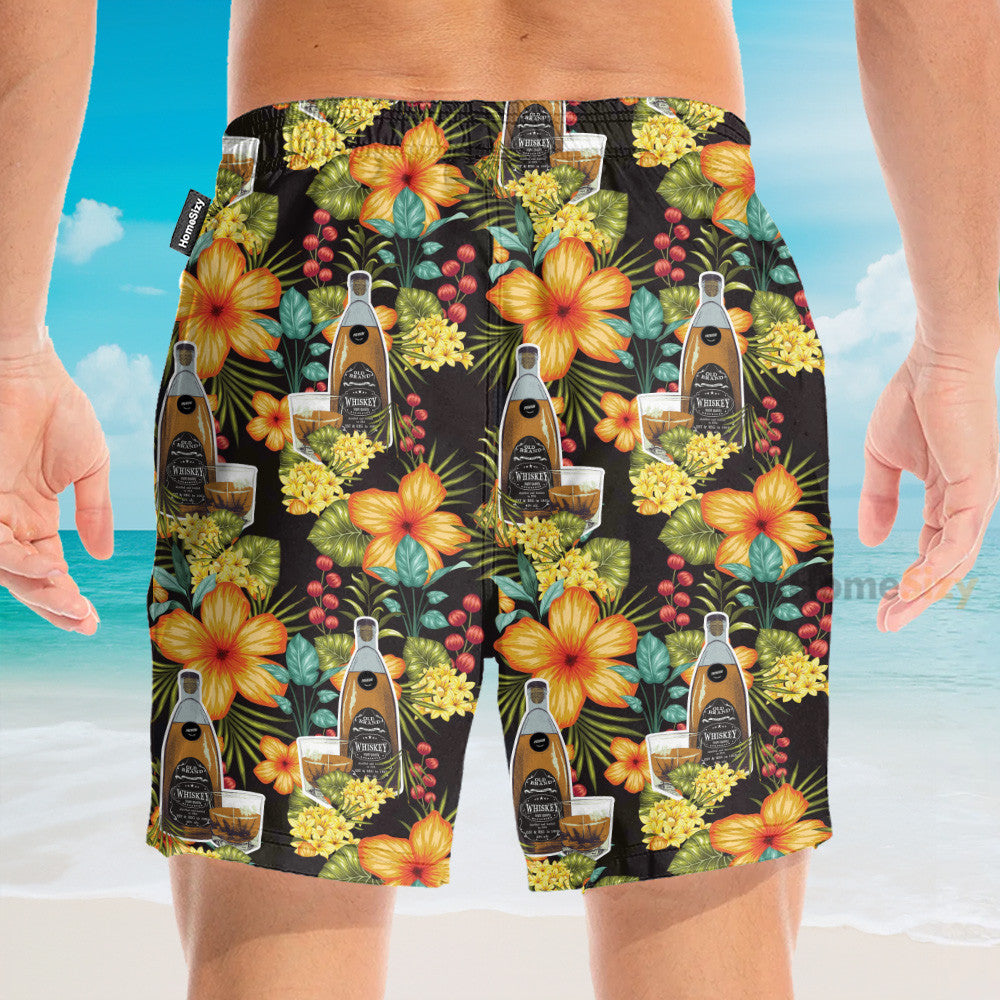 Paradies Whisky Party Tropical Flowers Pattern - Hawaiian Shirt & Beach Shorts