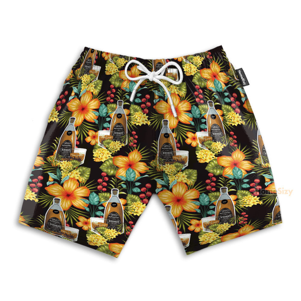 Paradies Whisky Party Tropical Flowers Pattern - Hawaiian Shirt & Beach Shorts