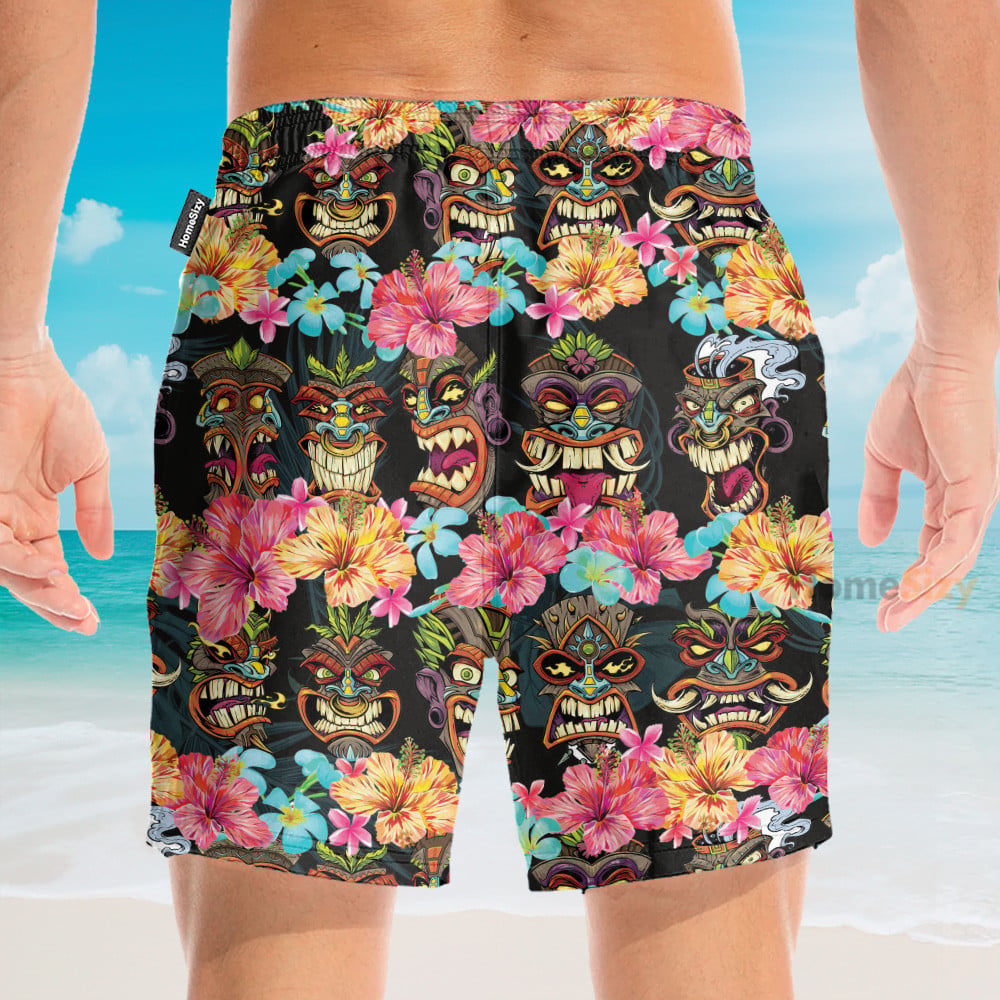Aloha Summer Tiki Tiki Head - Hawaiian Shirt & Beach Shorts