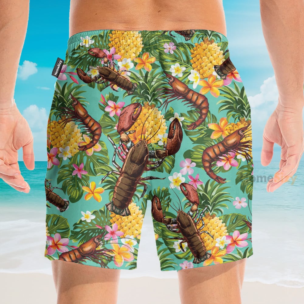 Lobster Tropical Leaves Pattern - Hawaiian Shirt & Beach Shorts