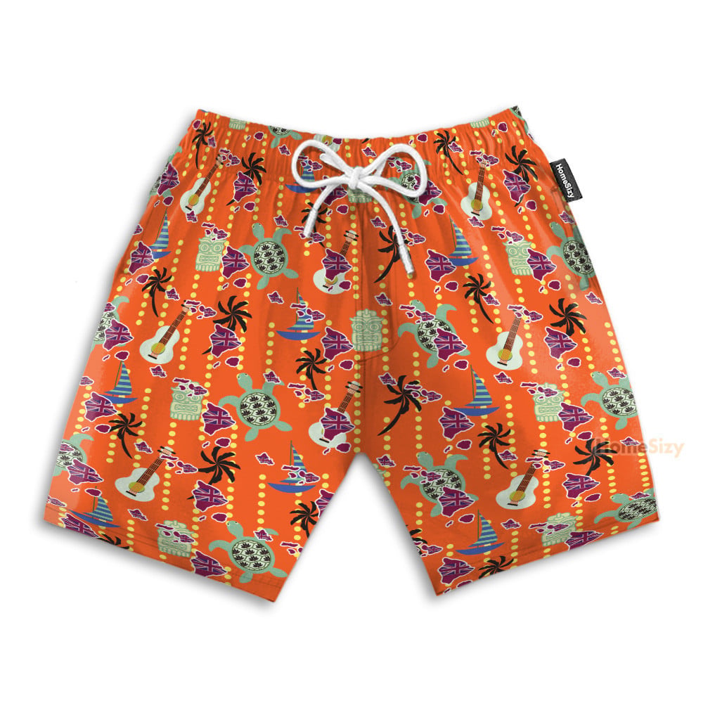 Tiki Tiki Turrtle And Ukulele Summer - Hawaiian Shirt & Beach Shorts