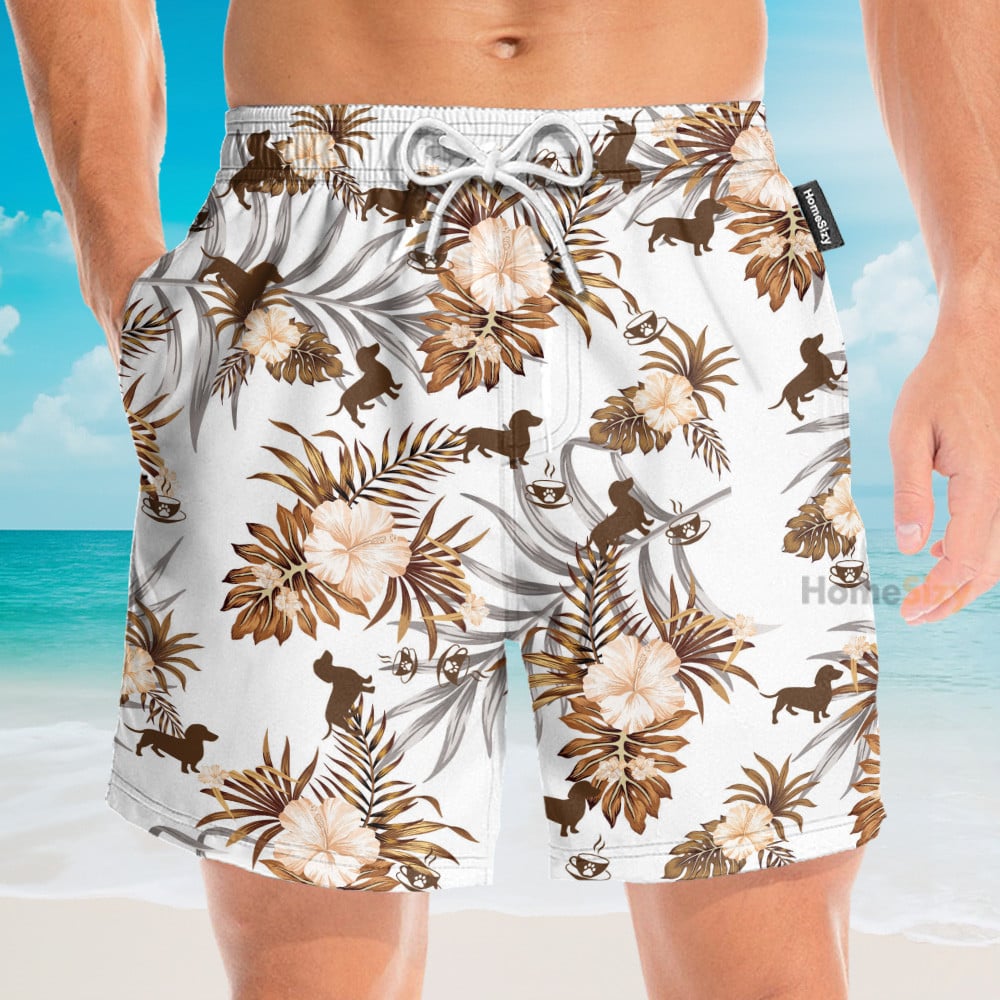 Love Dachshund Men's Button's Up Shirts - Hawaiian Shirt & Beach Shorts