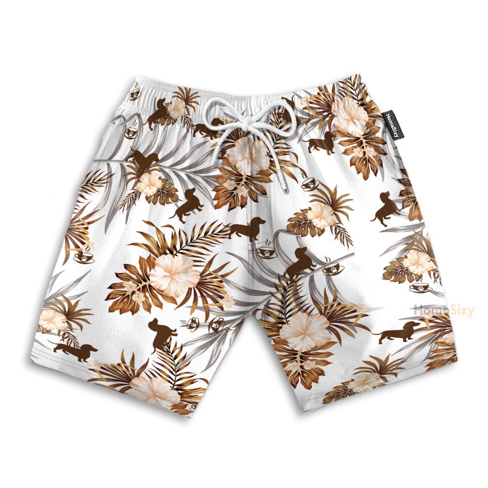 Love Dachshund Men's Button's Up Shirts - Hawaiian Shirt & Beach Shorts