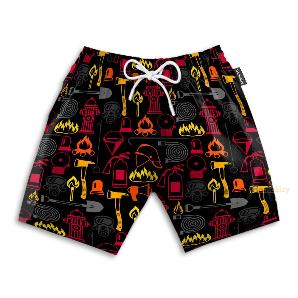 Firefighter Men's Button's Up Shirts - Hawaiian Shirt & Beach Shorts