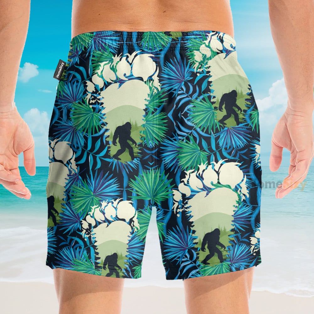 Bigfoot Footprint Men's Button's Up Shirts - Hawaiian Shirt & Beach Shorts