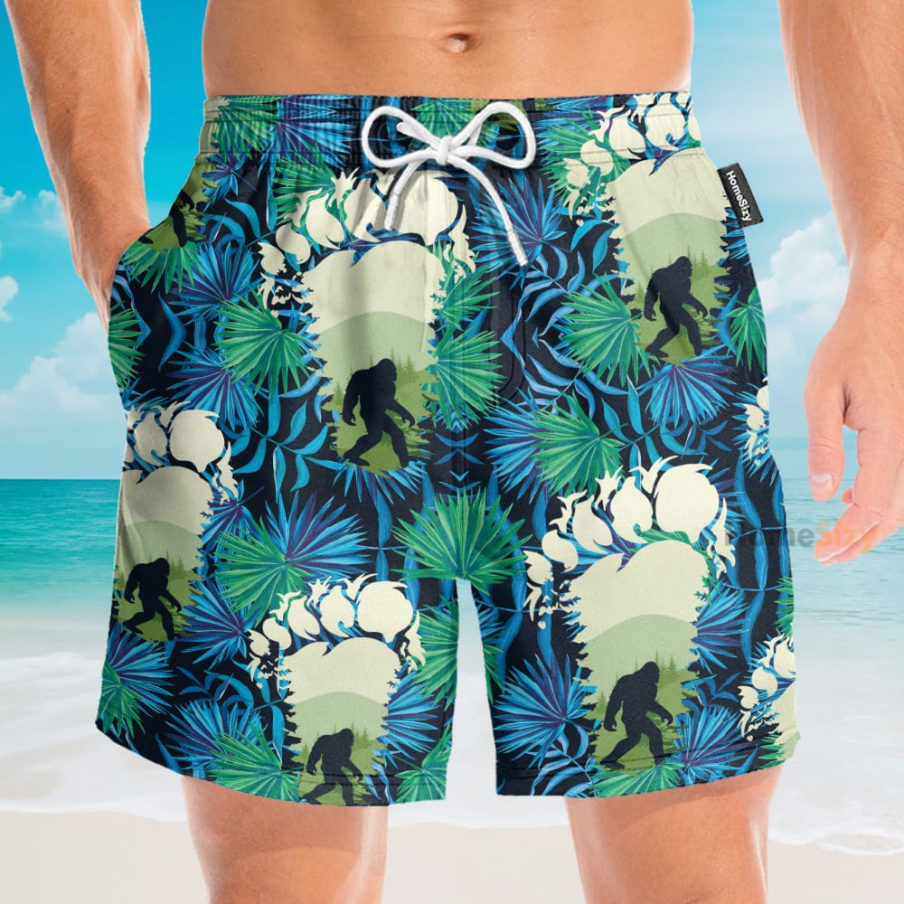 Bigfoot Footprint Men's Button's Up Shirts - Hawaiian Shirt & Beach Shorts
