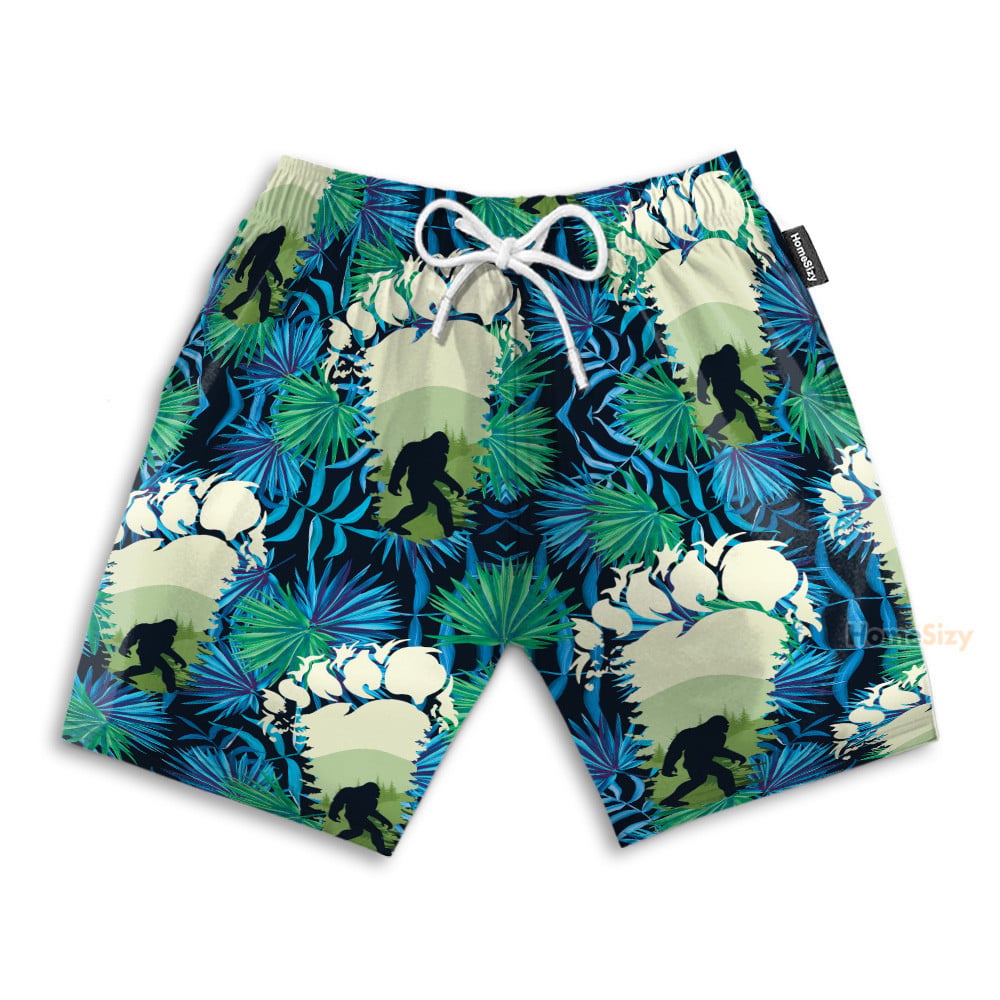 Bigfoot Footprint Men's Button's Up Shirts - Hawaiian Shirt & Beach Shorts