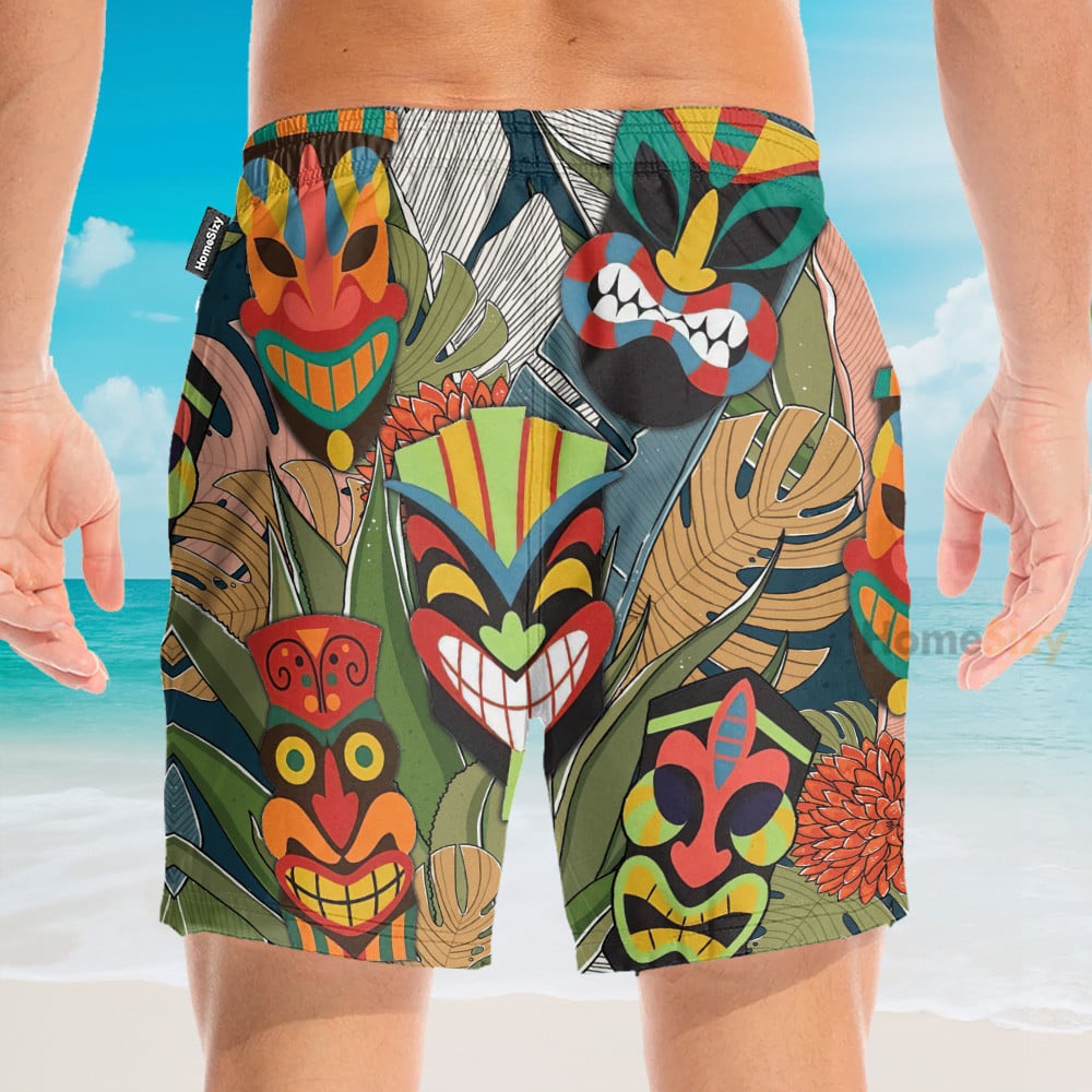 Tiki Head Men's Button's Up Shirts - Hawaiian Shirt & Beach Shorts