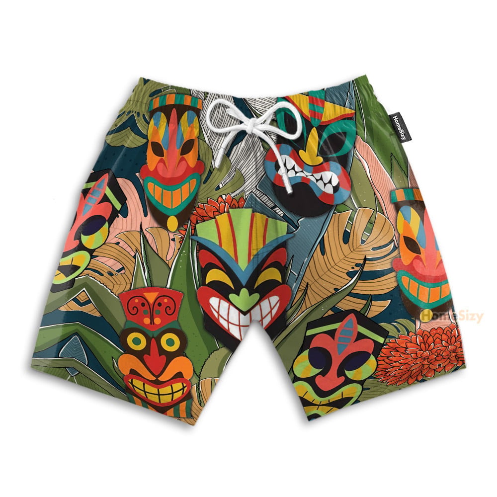 Tiki Head Men's Button's Up Shirts - Hawaiian Shirt & Beach Shorts