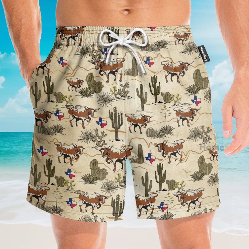 Longhorn Texas Men's Button's Up Shirts - Hawaiian Shirt & Beach Shorts