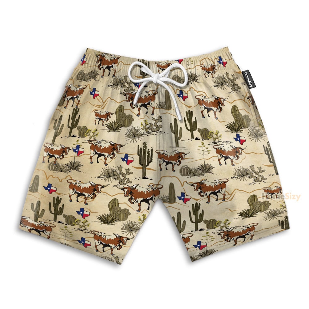 Longhorn Texas Men's Button's Up Shirts - Hawaiian Shirt & Beach Shorts