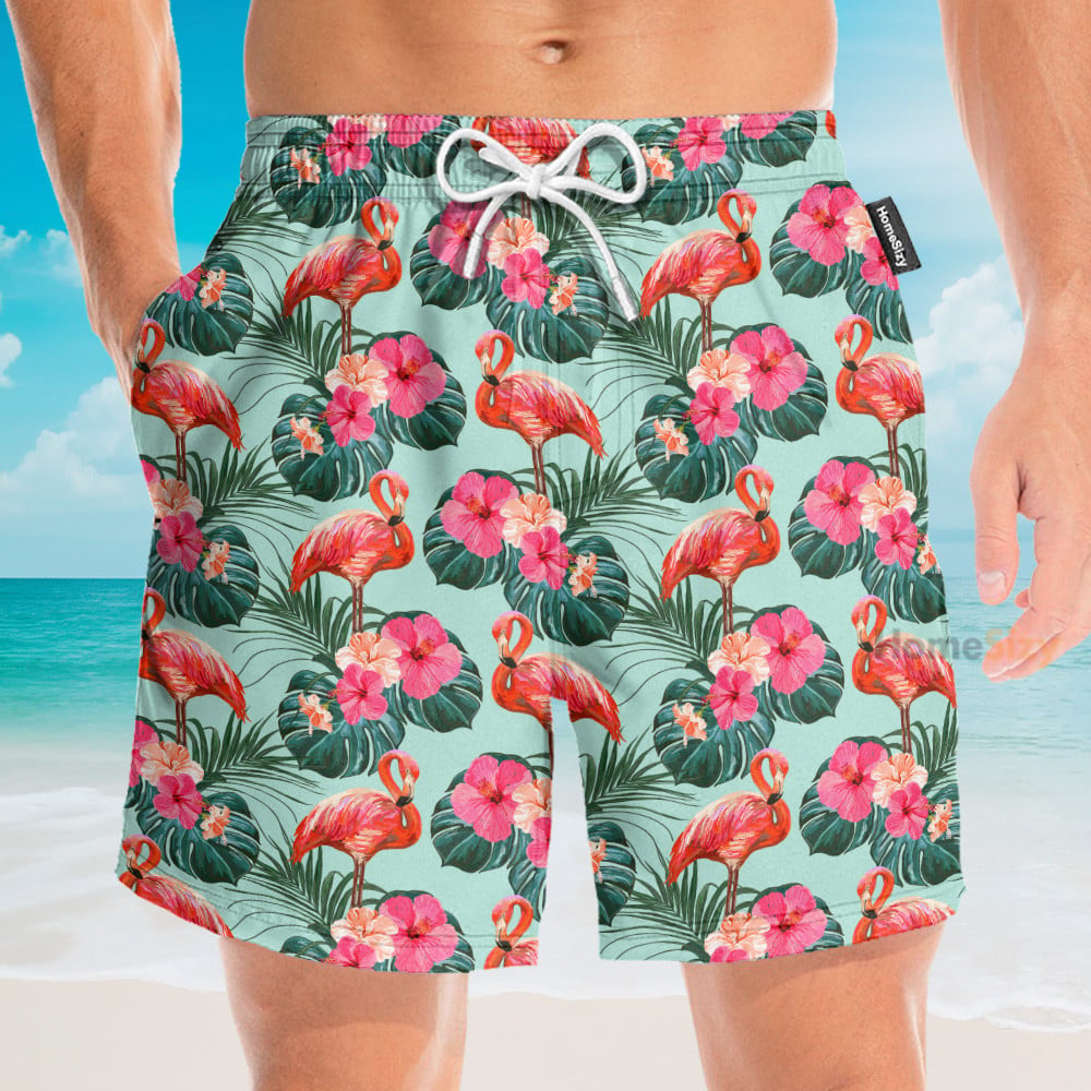 Flamingo Beautiful Floral - Hawaiian Shirt & Beach Shorts