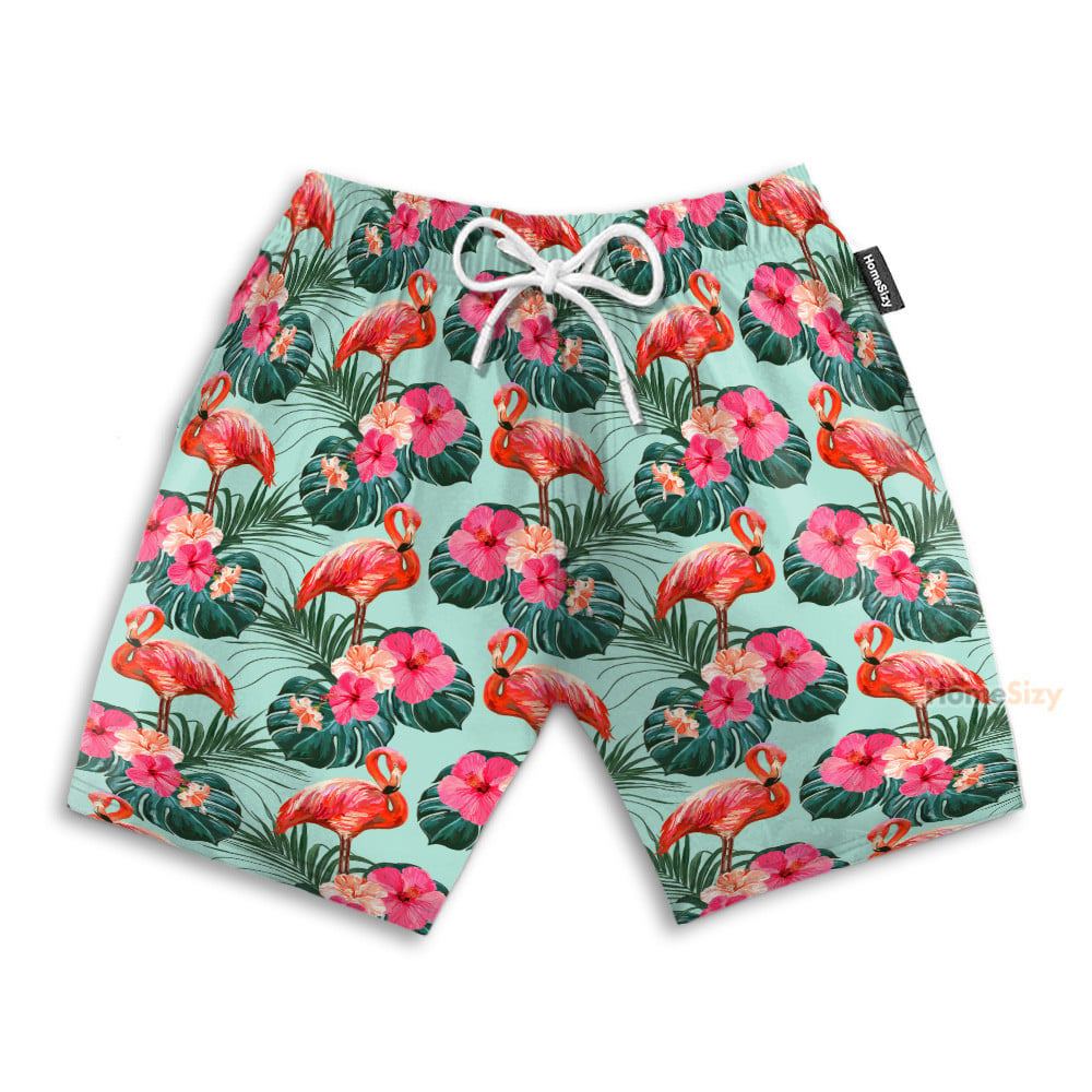 Flamingo Beautiful Floral - Hawaiian Shirt & Beach Shorts