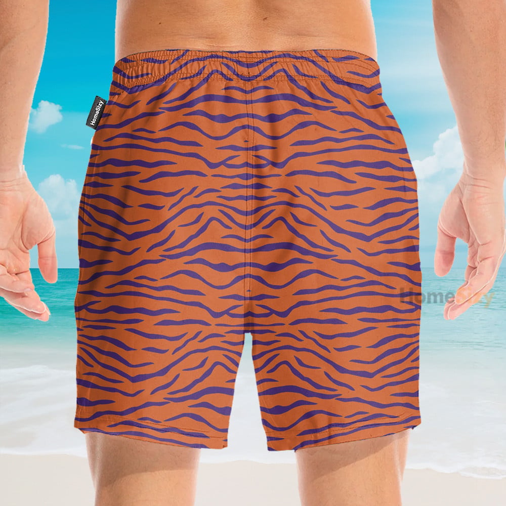 Clemson Tiger Stripe Cosplay Costume - Hawaiian Shirt & Beach Shorts