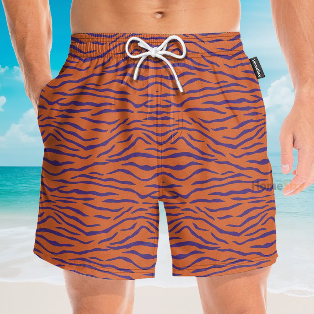 Clemson Tiger Stripe Cosplay Costume - Hawaiian Shirt & Beach Shorts