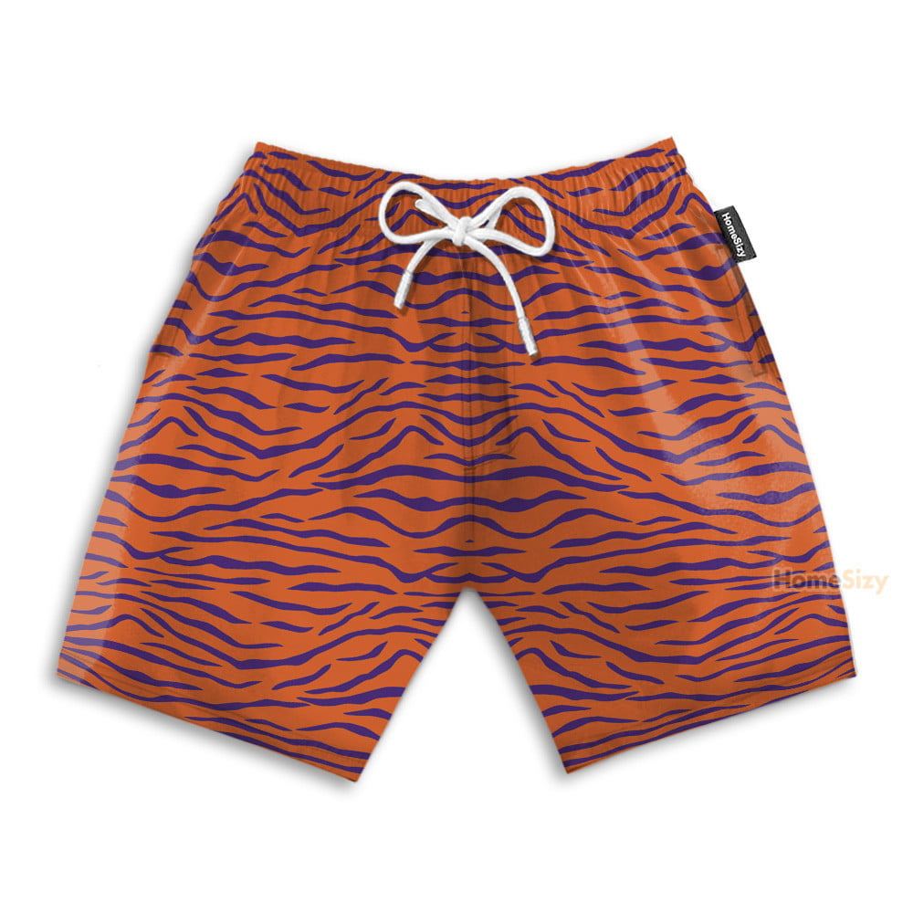 Clemson Tiger Stripe Cosplay Costume - Hawaiian Shirt & Beach Shorts
