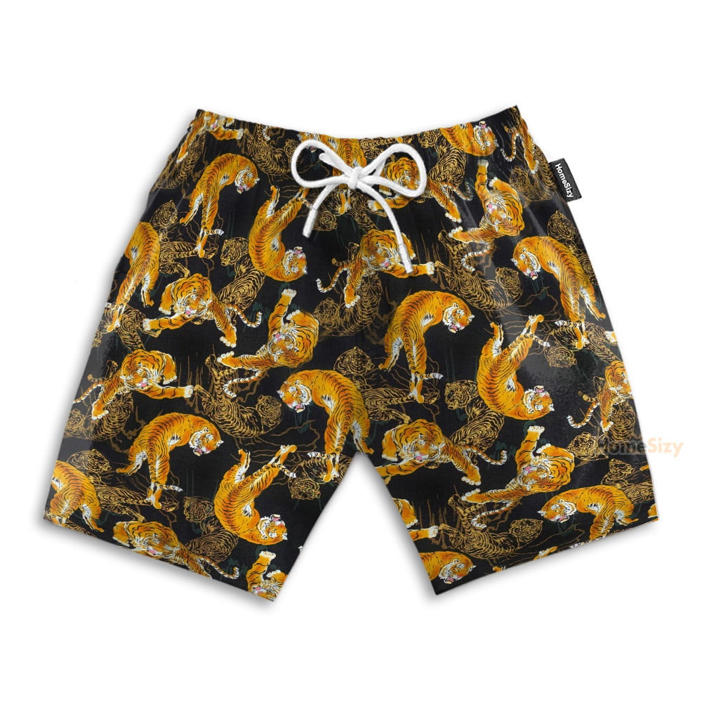 Tiger Fancy Black Japanese Style - Hawaiian Shirt & Beach Shorts