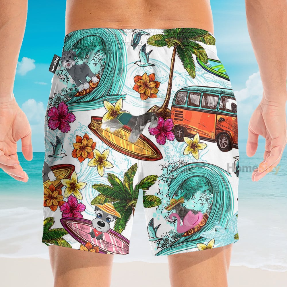 Enjoy Surfing With Miniature Schnauzer Dog - Hawaiian Shirt & Beach Shorts