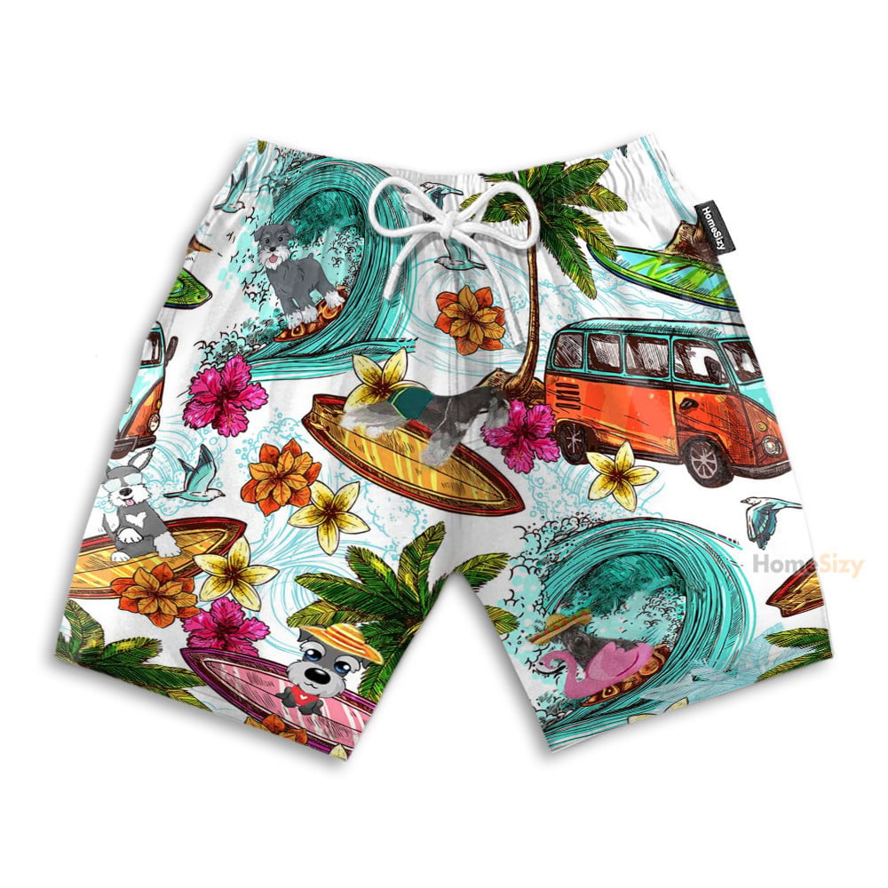 Enjoy Surfing With Miniature Schnauzer Dog - Hawaiian Shirt & Beach Shorts