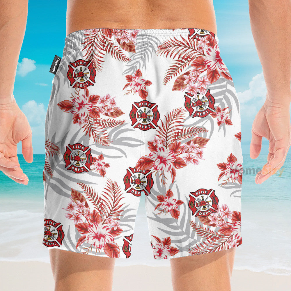 Firefighter Fire Rescue Men's Button's Up Shirts - Hawaiian Shirt & Beach Shorts