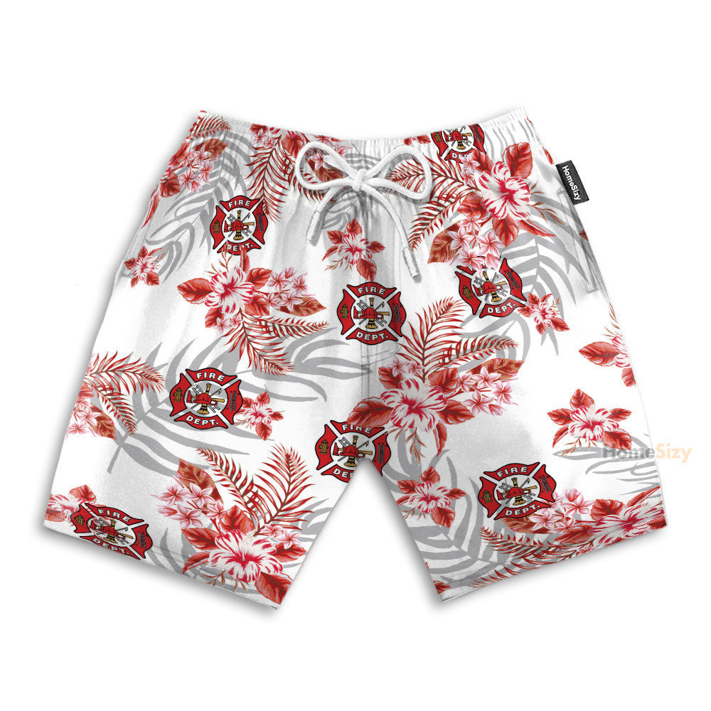 Firefighter Fire Rescue Men's Button's Up Shirts - Hawaiian Shirt & Beach Shorts