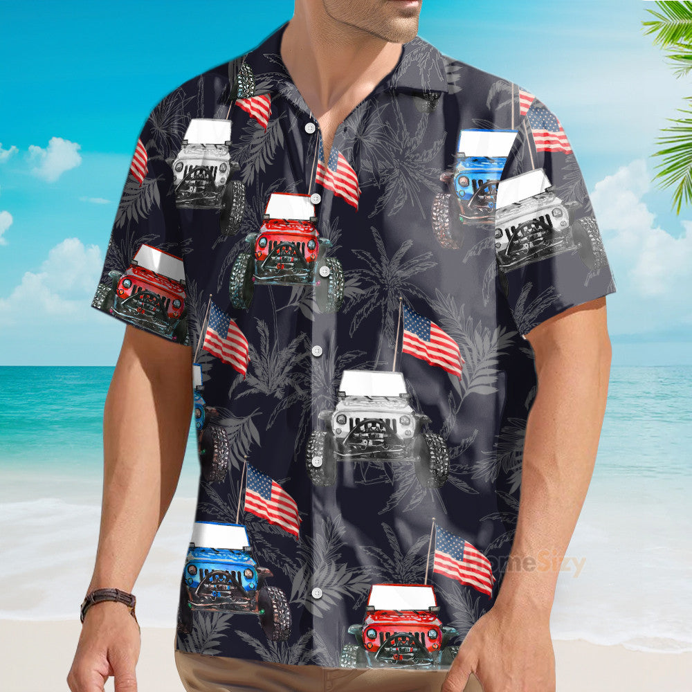 Jeep Flag Independence Day - Hawaiian Shirt