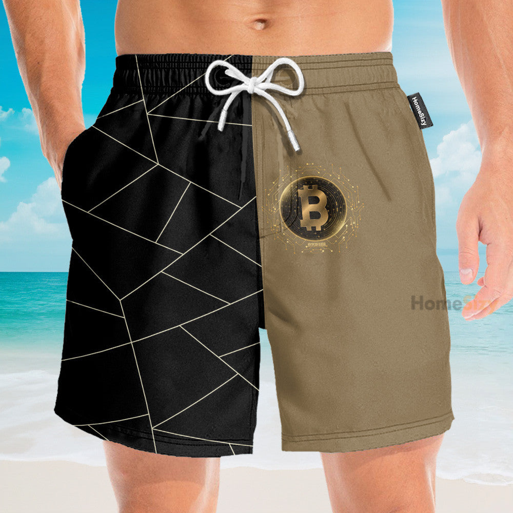 Golden Bitcoin Cryptocurrency - Hawaiian Shirt & Beach Shorts