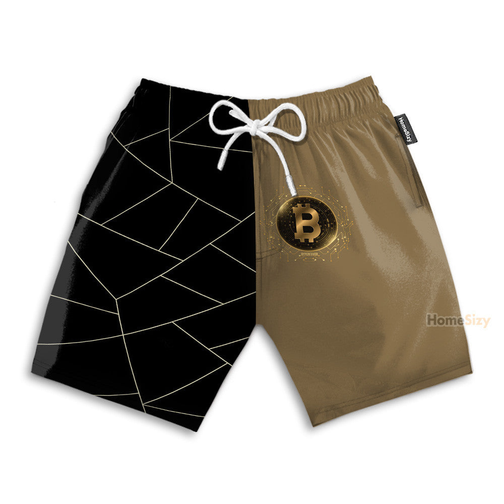 Golden Bitcoin Cryptocurrency - Hawaiian Shirt & Beach Shorts